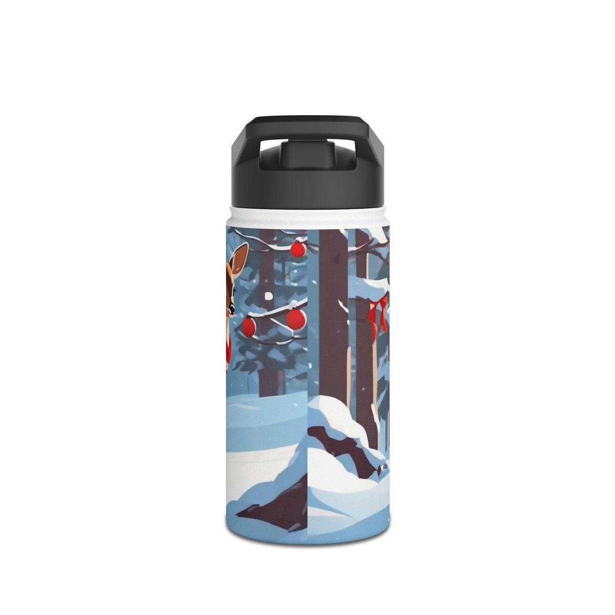 Winter Fawn Christmas Stainless Steel Water Bottle | Cute Baby Deer Holiday Travel Mug