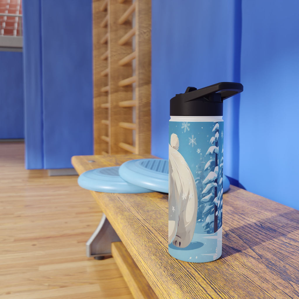 Winter Polar Bear Christmas Stainless Steel Water Bottle | Cute Arctic Animal Holiday Travel Mug