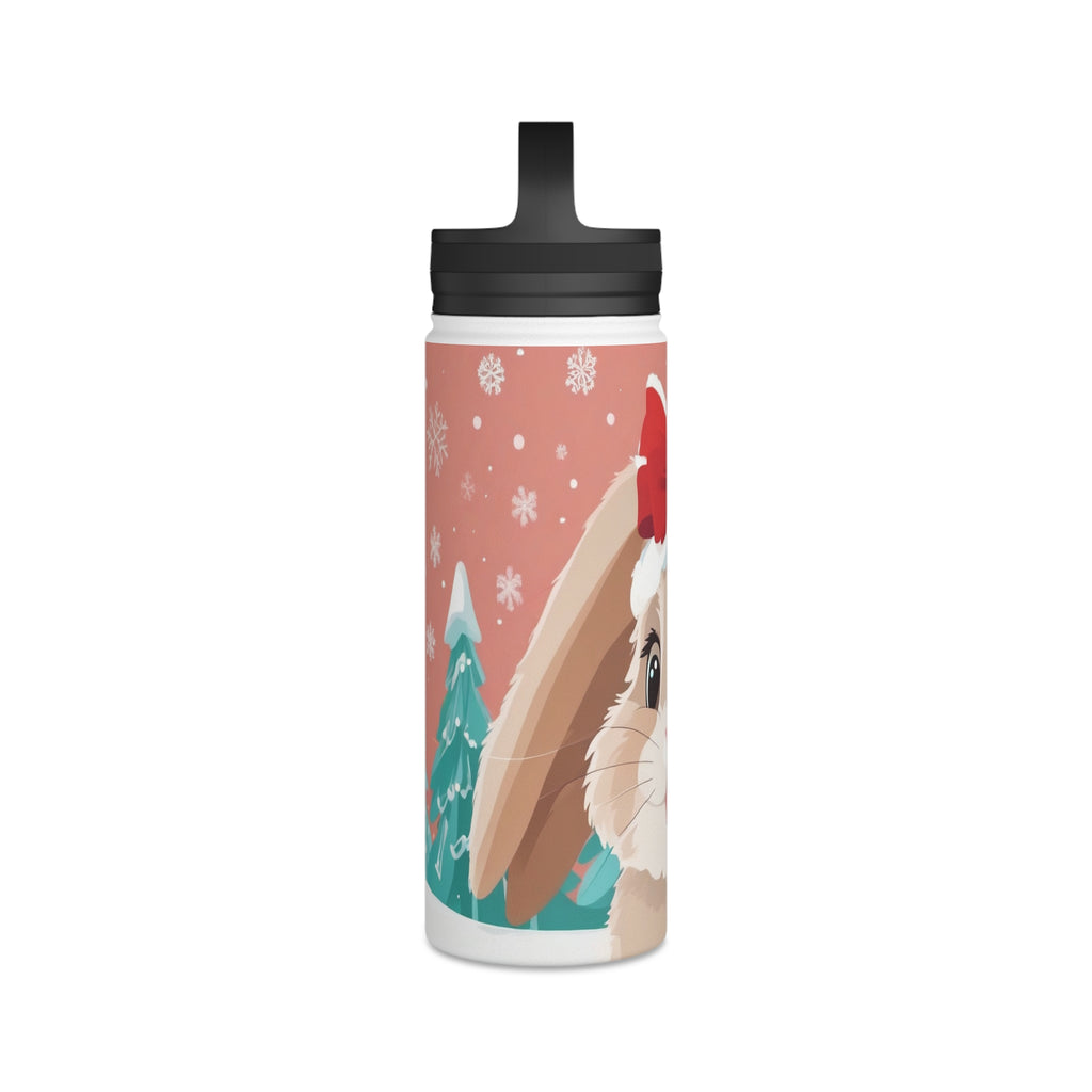 Festive Bunny Christmas Stainless Steel Water Bottle | Cute Rabbit Holiday Travel Mug