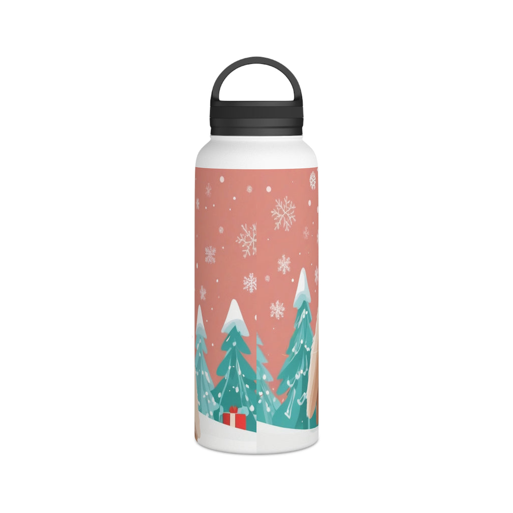 Festive Bunny Christmas Stainless Steel Water Bottle | Cute Rabbit Holiday Travel Mug