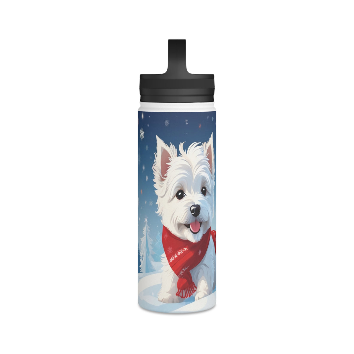 Festive Westie Christmas Stainless Steel Water Bottle | Cute West Highland Terrier Holiday Travel Mug