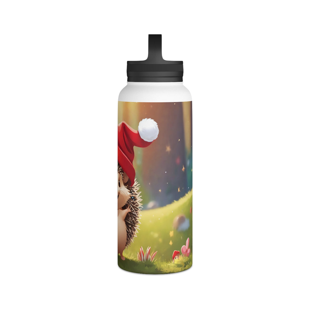 Holiday Hedgehog Christmas Stainless Steel Water Bottle | Cute Woodland Animal Holiday Travel Mug
