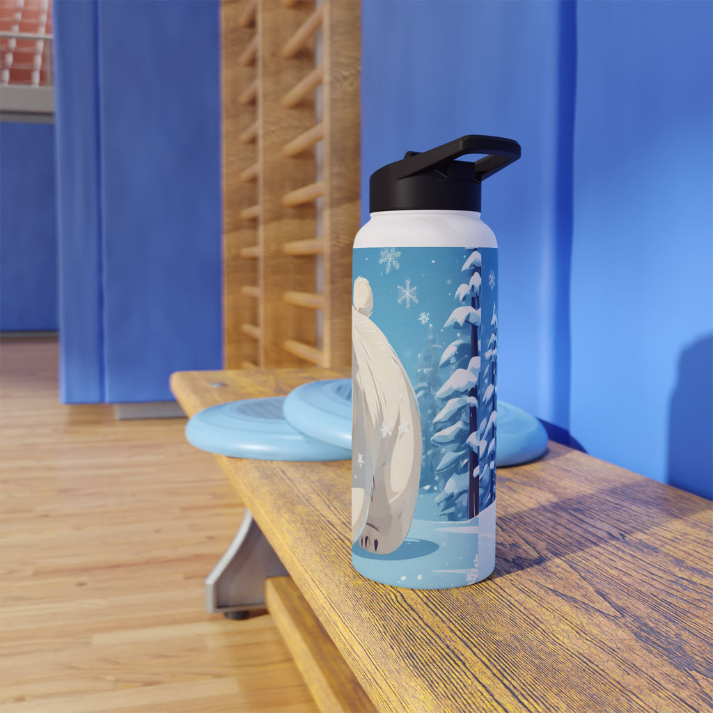 Winter Polar Bear Christmas Stainless Steel Water Bottle | Cute Arctic Animal Holiday Travel Mug
