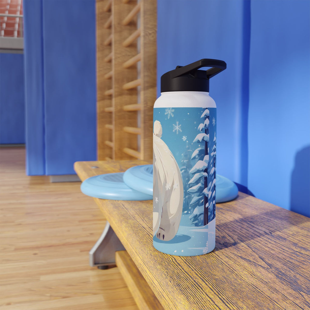 Winter Polar Bear Christmas Stainless Steel Water Bottle | Cute Arctic Animal Holiday Travel Mug