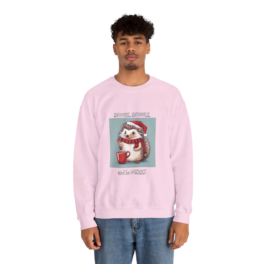 Cute Hedgehog Christmas Sweatshirt | Snooze Snuggle & Be Merry Holiday Jumper