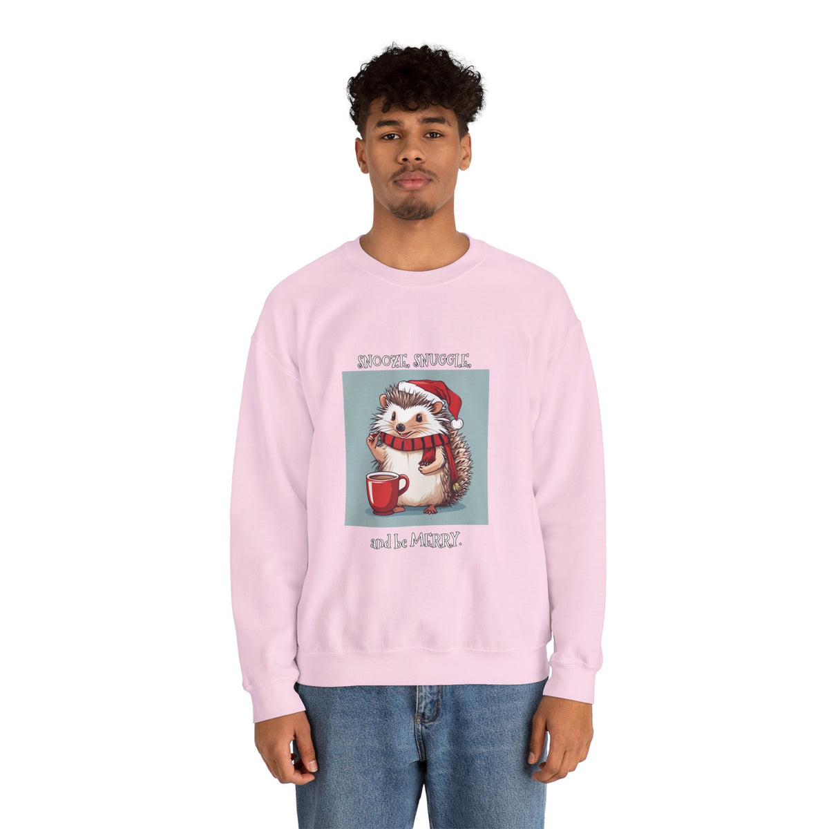 Cute Hedgehog Christmas Sweatshirt | Snooze Snuggle & Be Merry Holiday Jumper