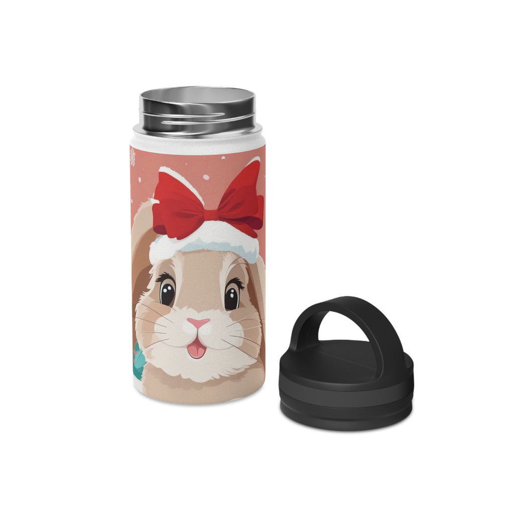Festive Bunny Christmas Stainless Steel Water Bottle | Cute Rabbit Holiday Travel Mug
