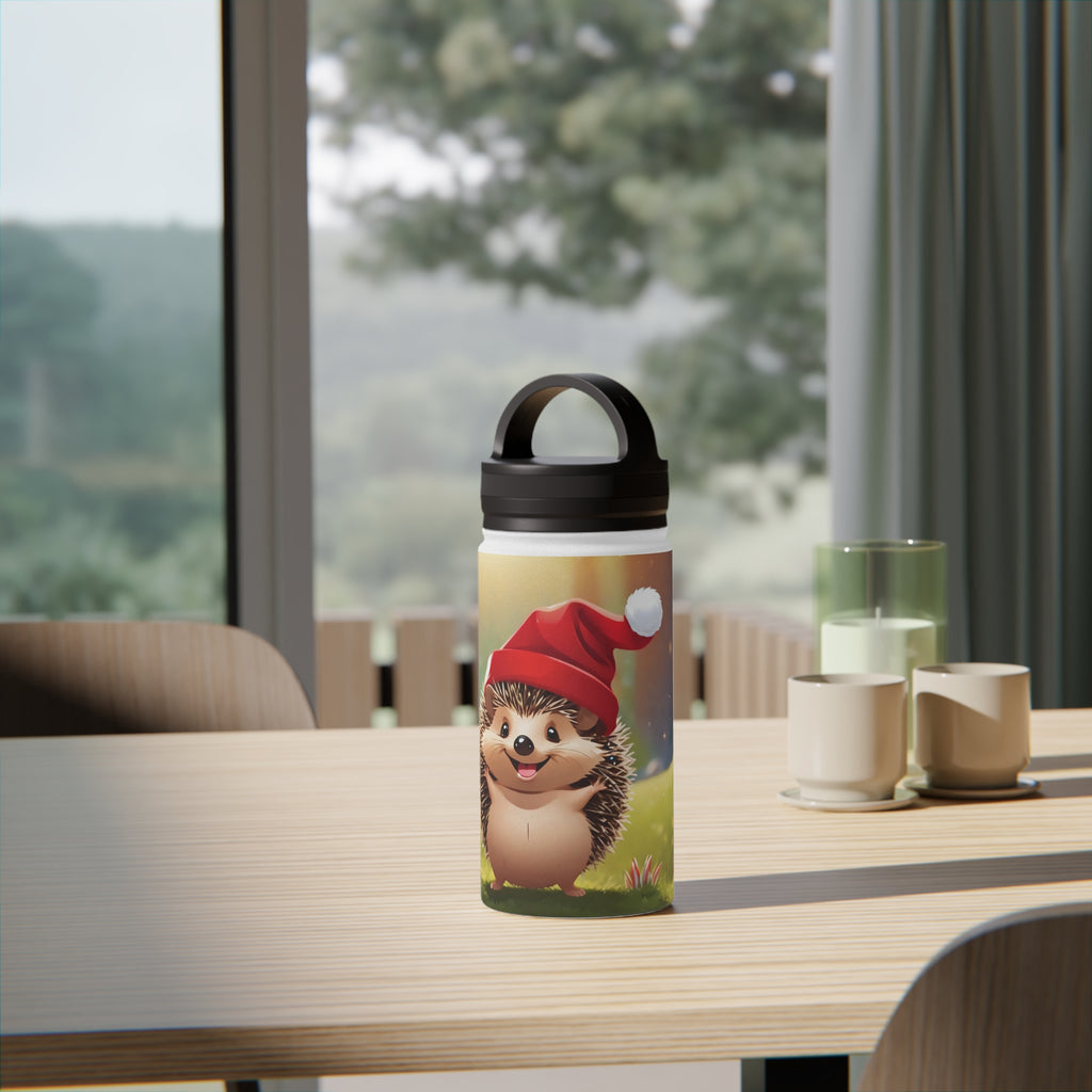 Holiday Hedgehog Christmas Stainless Steel Water Bottle | Cute Woodland Animal Holiday Travel Mug