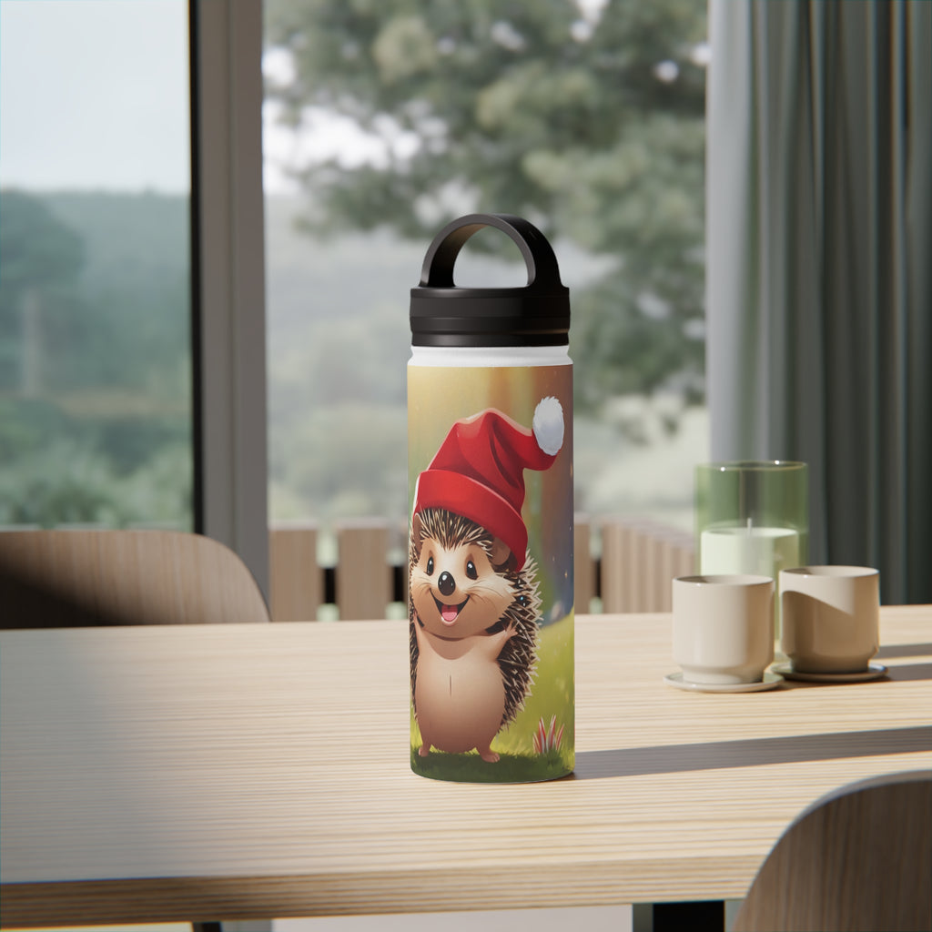 Holiday Hedgehog Christmas Stainless Steel Water Bottle | Cute Woodland Animal Holiday Travel Mug
