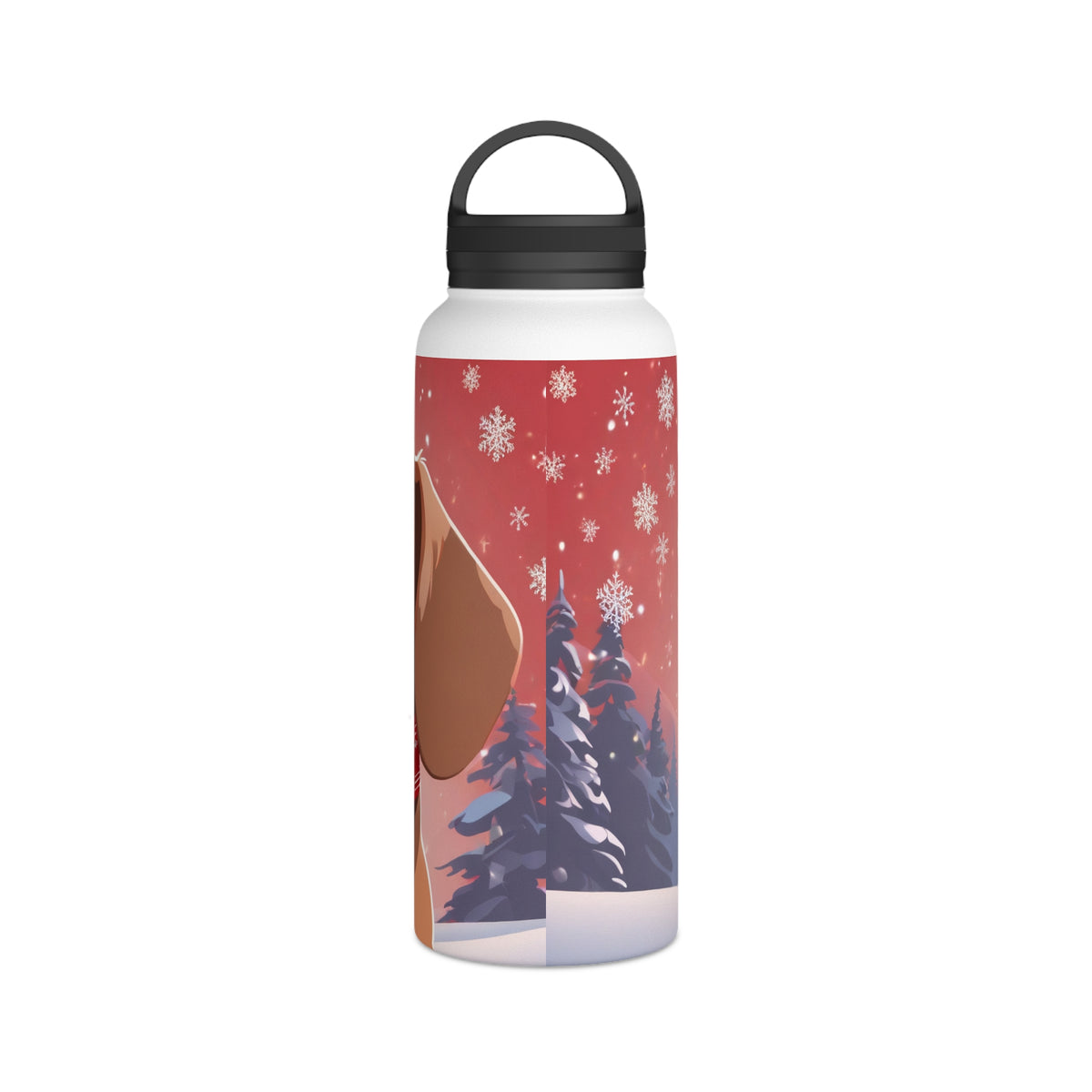 Festive Dachshund Christmas Stainless Steel Water Bottle | Cute Sausage Dog Holiday Travel Mug