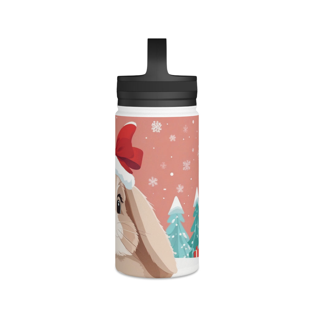 Festive Bunny Christmas Stainless Steel Water Bottle | Cute Rabbit Holiday Travel Mug