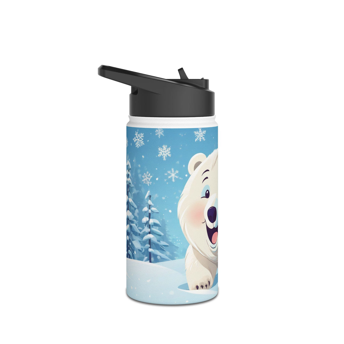 Winter Polar Bear Christmas Stainless Steel Water Bottle | Cute Arctic Animal Holiday Travel Mug