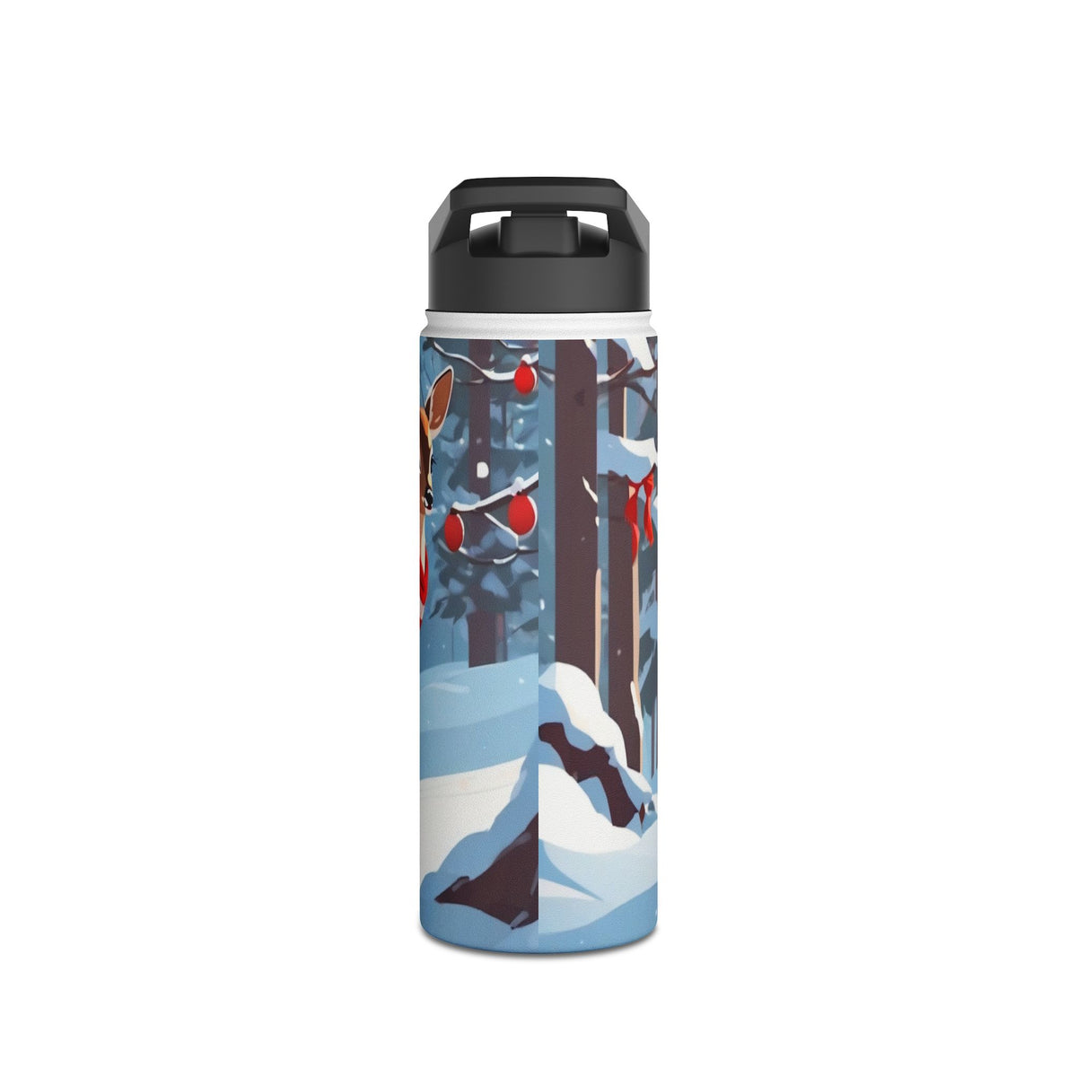 Winter Fawn Christmas Stainless Steel Water Bottle | Cute Baby Deer Holiday Travel Mug