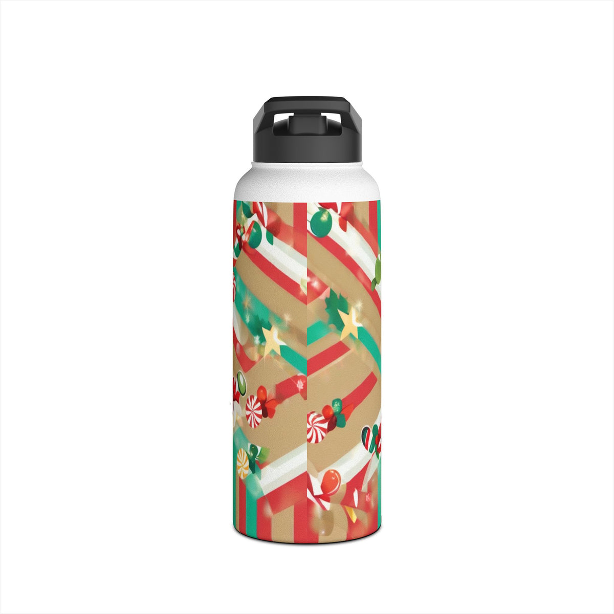 Santa Pug Christmas Stainless Steel Water Bottle | Cute Festive Dog Travel Mug, Holiday Gift
