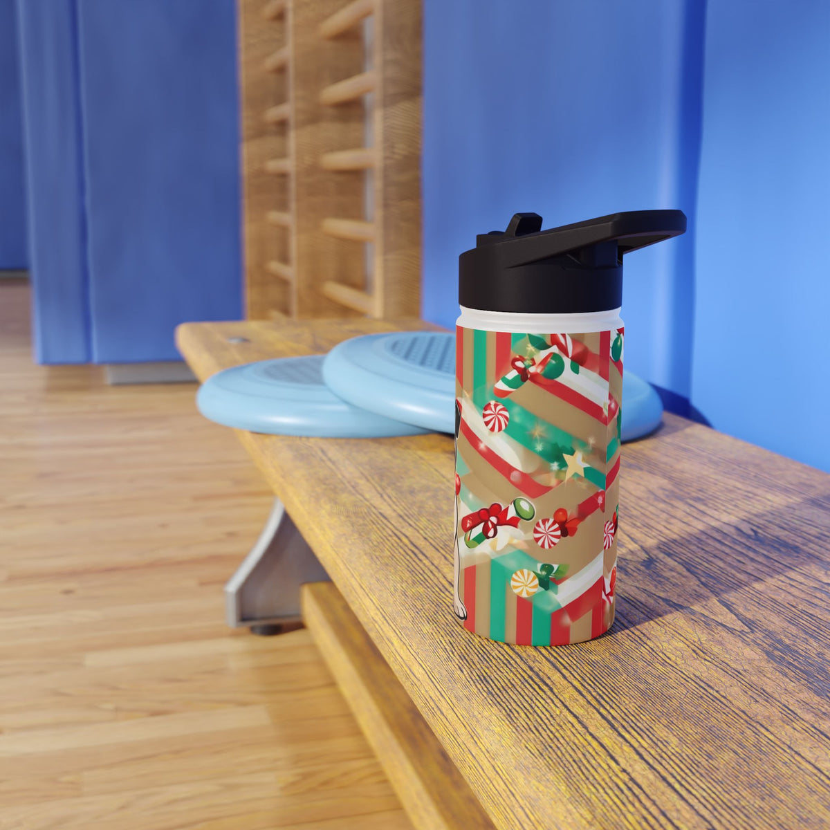 Santa Pug Christmas Stainless Steel Water Bottle | Cute Festive Dog Travel Mug, Holiday Gift