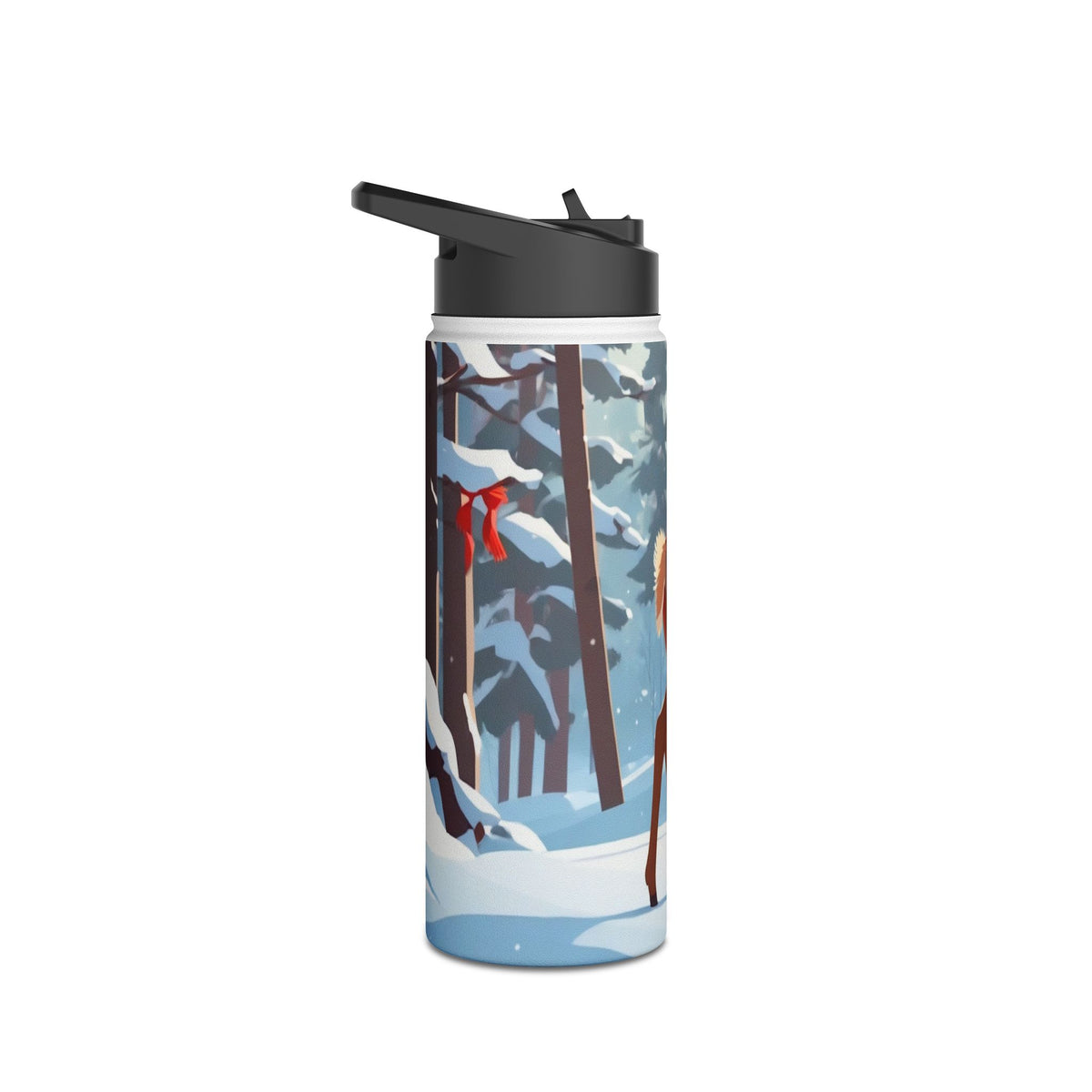 Winter Fawn Christmas Stainless Steel Water Bottle | Cute Baby Deer Holiday Travel Mug