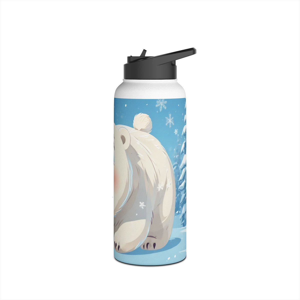 Winter Polar Bear Christmas Stainless Steel Water Bottle | Cute Arctic Animal Holiday Travel Mug