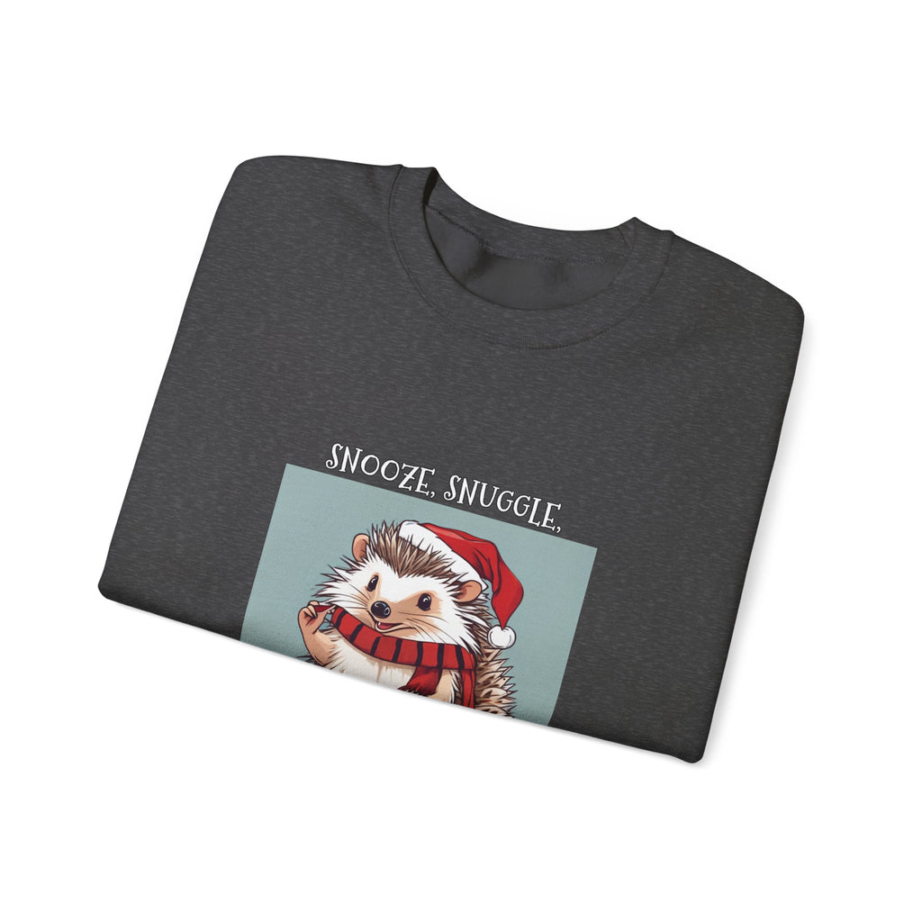 Cute Hedgehog Christmas Sweatshirt | Snooze Snuggle & Be Merry Holiday Jumper