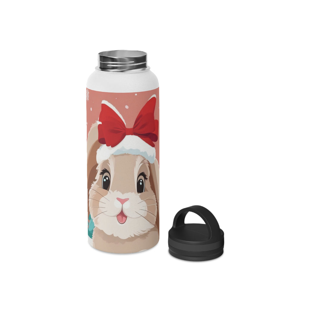 Festive Bunny Christmas Stainless Steel Water Bottle | Cute Rabbit Holiday Travel Mug