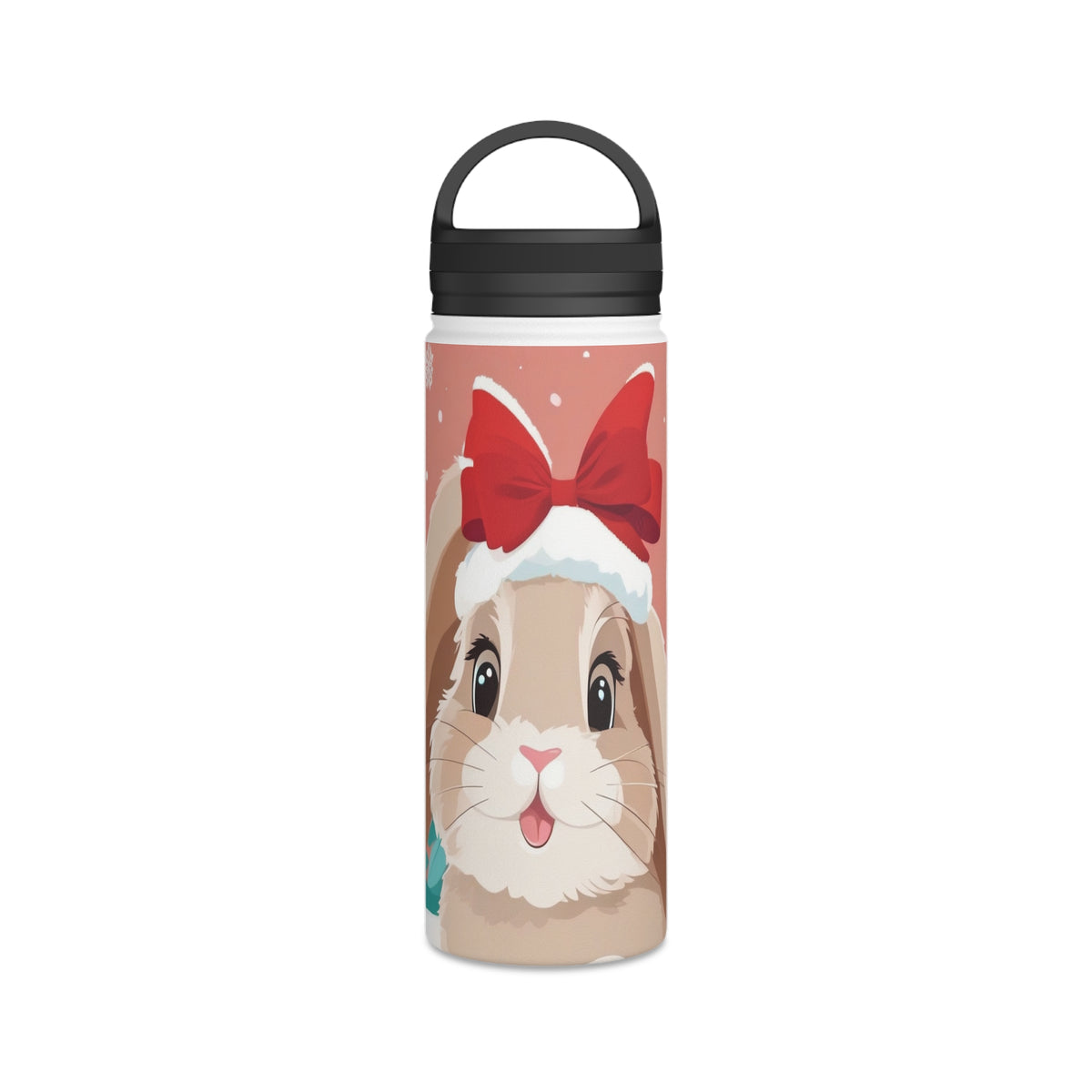 Festive Bunny Christmas Stainless Steel Water Bottle | Cute Rabbit Holiday Travel Mug