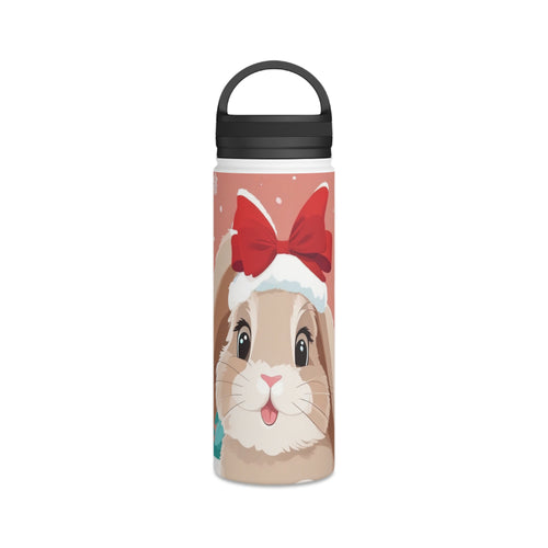 Festive Bunny Christmas Stainless Steel Water Bottle | Cute Rabbit Holiday Travel Mug