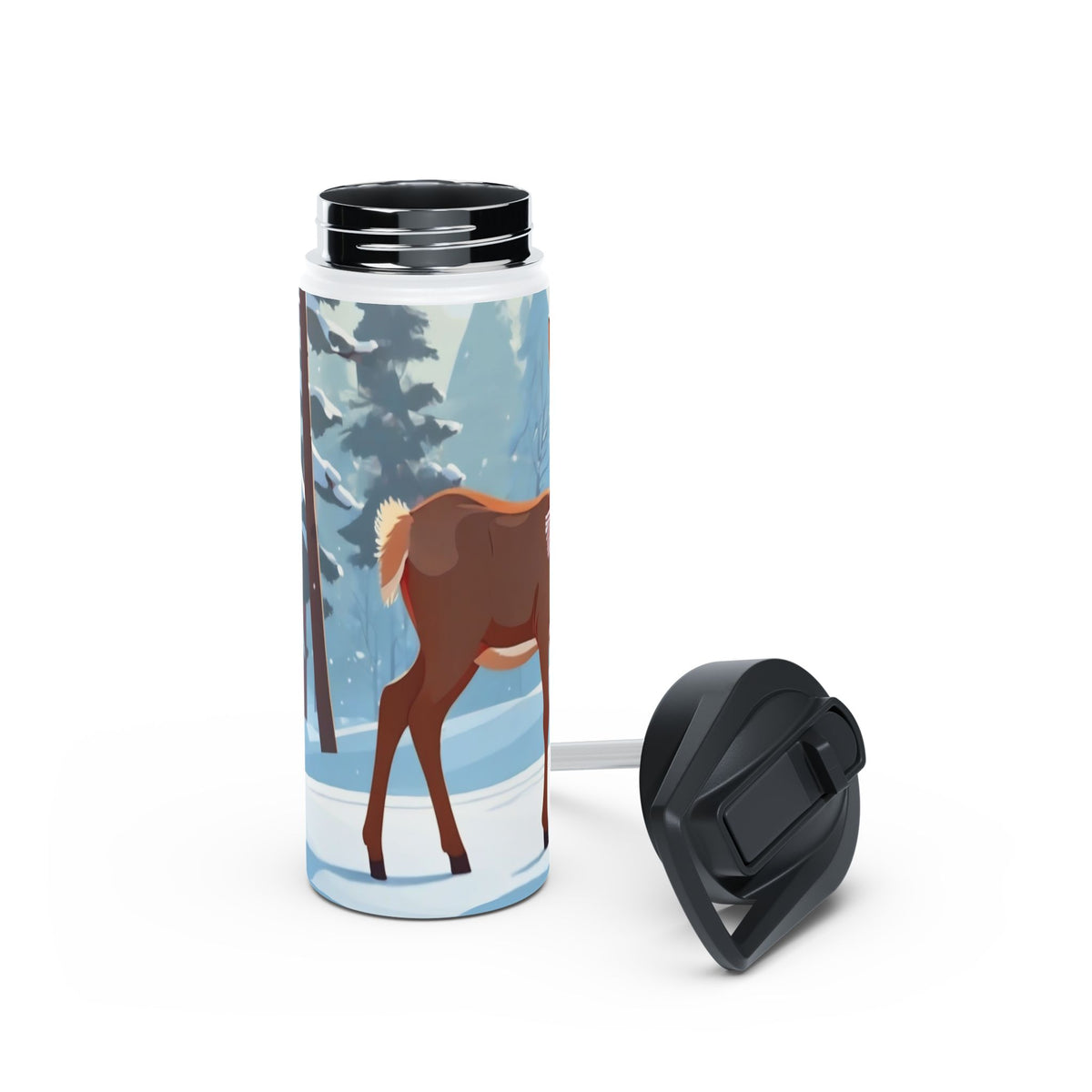 Winter Fawn Christmas Stainless Steel Water Bottle | Cute Baby Deer Holiday Travel Mug