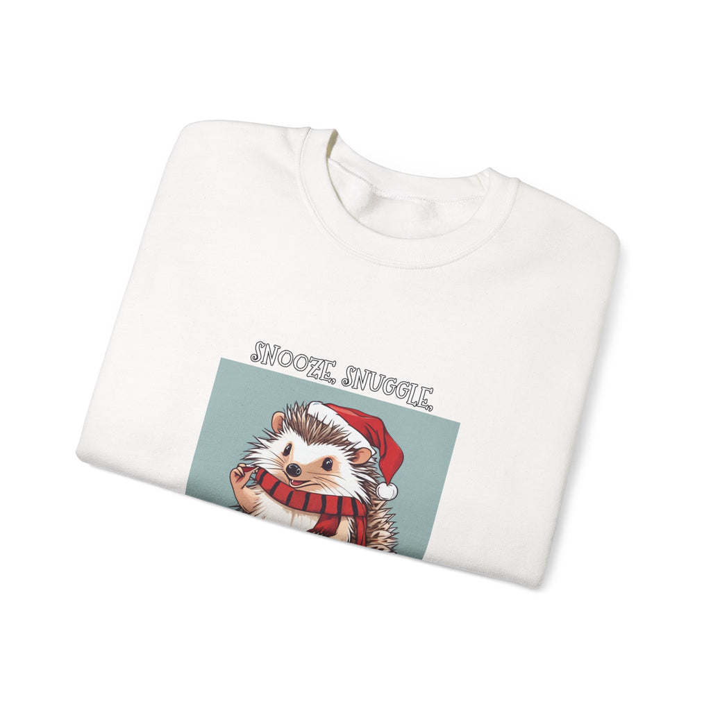 Cute Hedgehog Christmas Sweatshirt | Snooze Snuggle & Be Merry Holiday Jumper