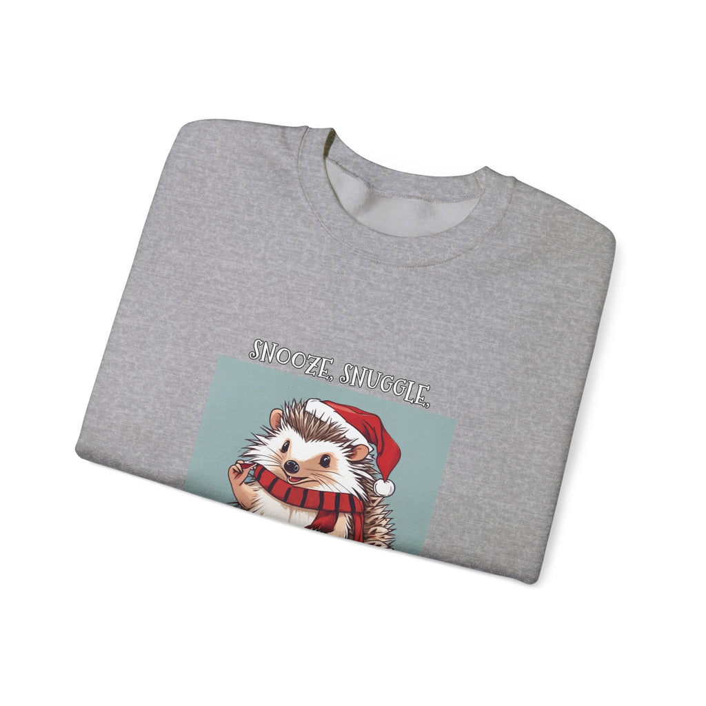 Cute Hedgehog Christmas Sweatshirt | Snooze Snuggle & Be Merry Holiday Jumper