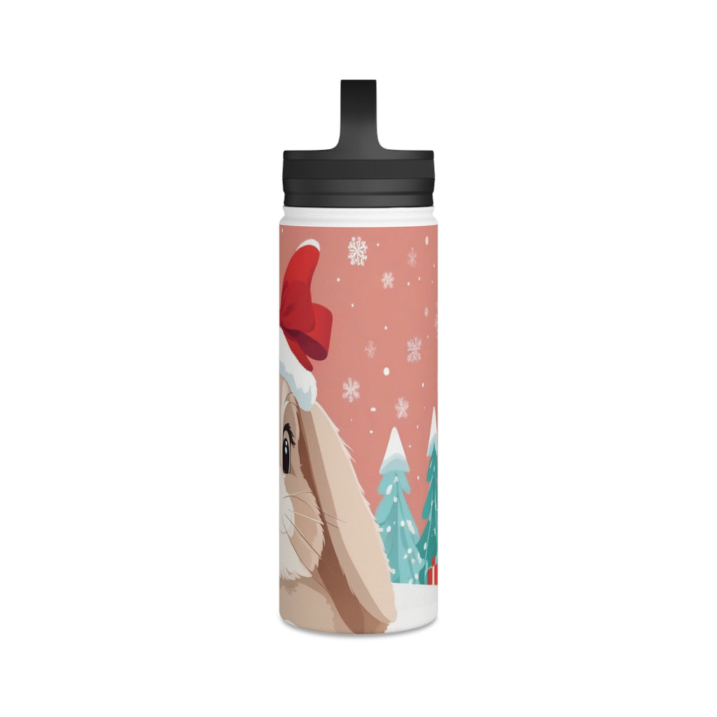 Festive Bunny Christmas Stainless Steel Water Bottle | Cute Rabbit Holiday Travel Mug
