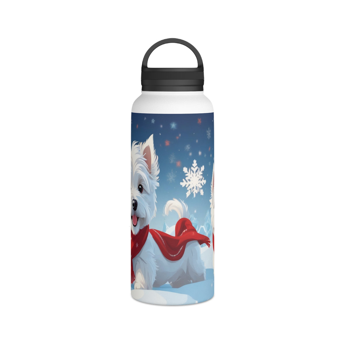 Festive Westie Christmas Stainless Steel Water Bottle | Cute West Highland Terrier Holiday Travel Mug