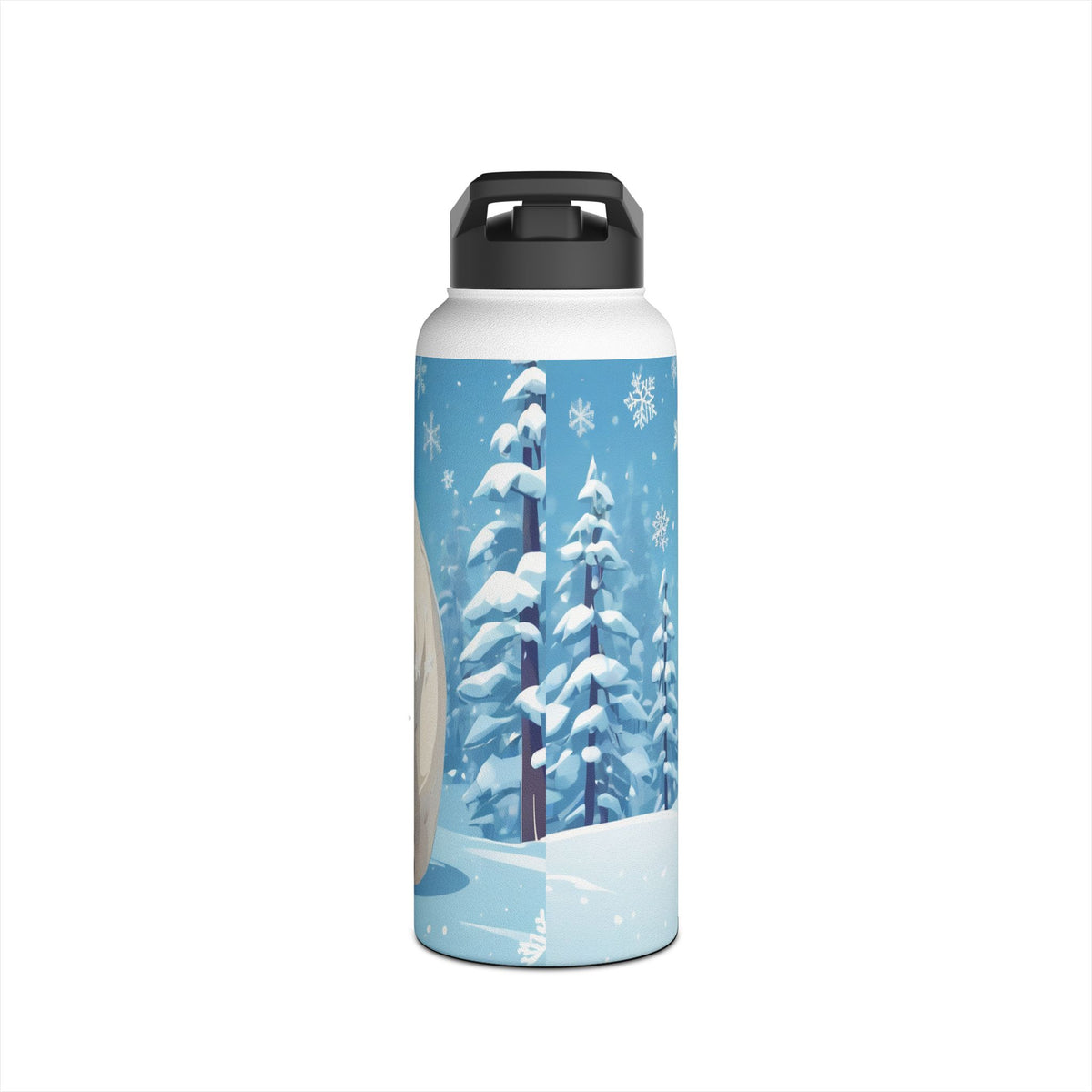 Winter Polar Bear Christmas Stainless Steel Water Bottle | Cute Arctic Animal Holiday Travel Mug