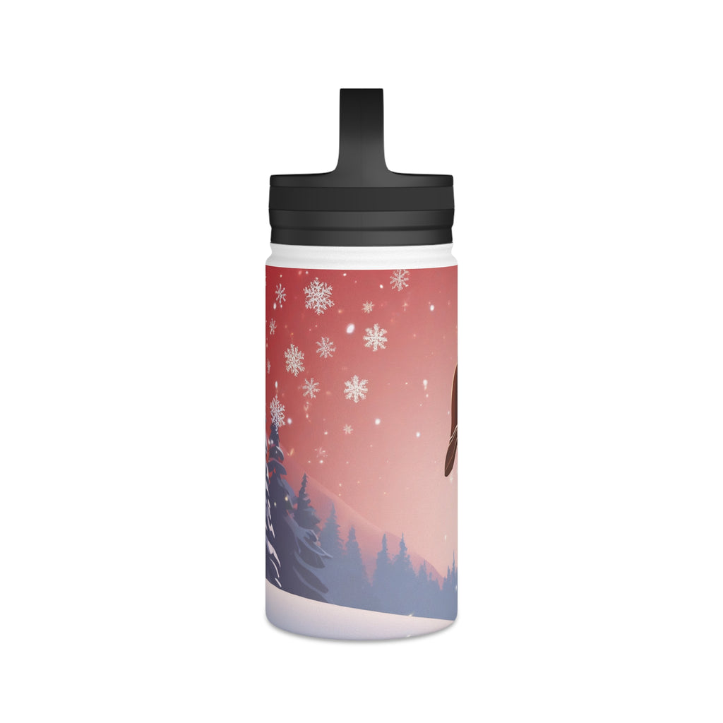 Festive Dachshund Christmas Stainless Steel Water Bottle | Cute Sausage Dog Holiday Travel Mug