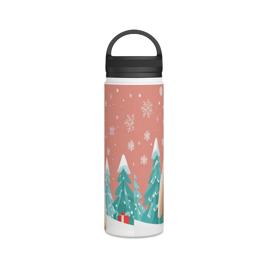 Festive Bunny Christmas Stainless Steel Water Bottle | Cute Rabbit Holiday Travel Mug