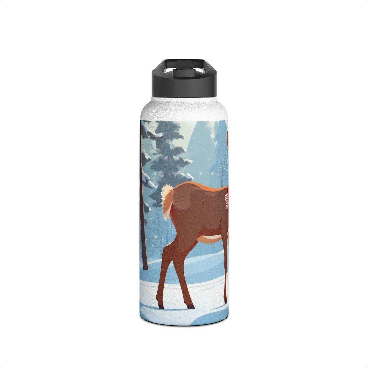 Winter Fawn Christmas Stainless Steel Water Bottle | Cute Baby Deer Holiday Travel Mug