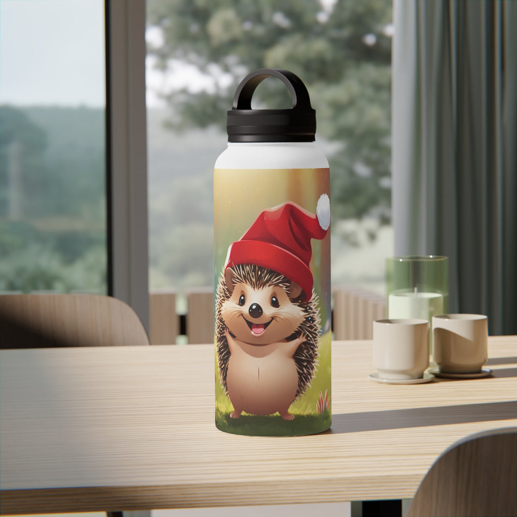 Holiday Hedgehog Christmas Stainless Steel Water Bottle | Cute Woodland Animal Holiday Travel Mug