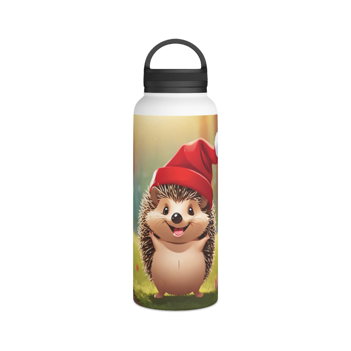 Holiday Hedgehog Christmas Stainless Steel Water Bottle | Cute Woodland Animal Holiday Travel Mug