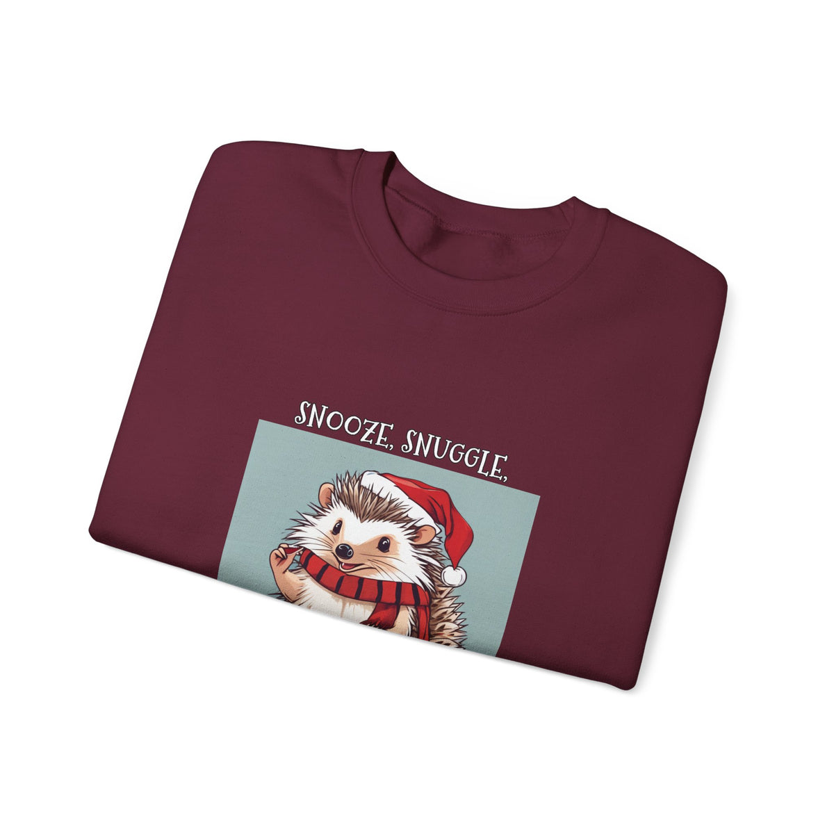 Cute Hedgehog Christmas Sweatshirt | Snooze Snuggle & Be Merry Holiday Jumper