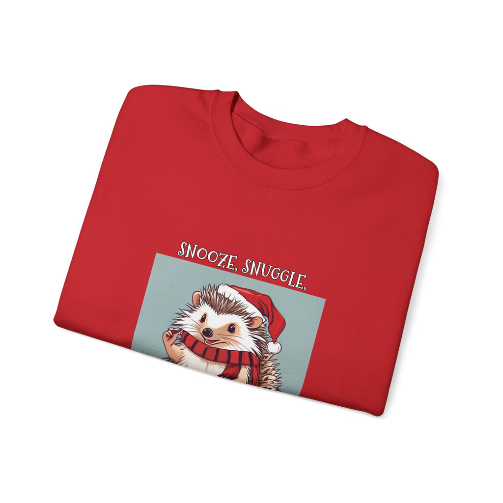 Cute Hedgehog Christmas Sweatshirt | Snooze Snuggle & Be Merry Holiday Jumper