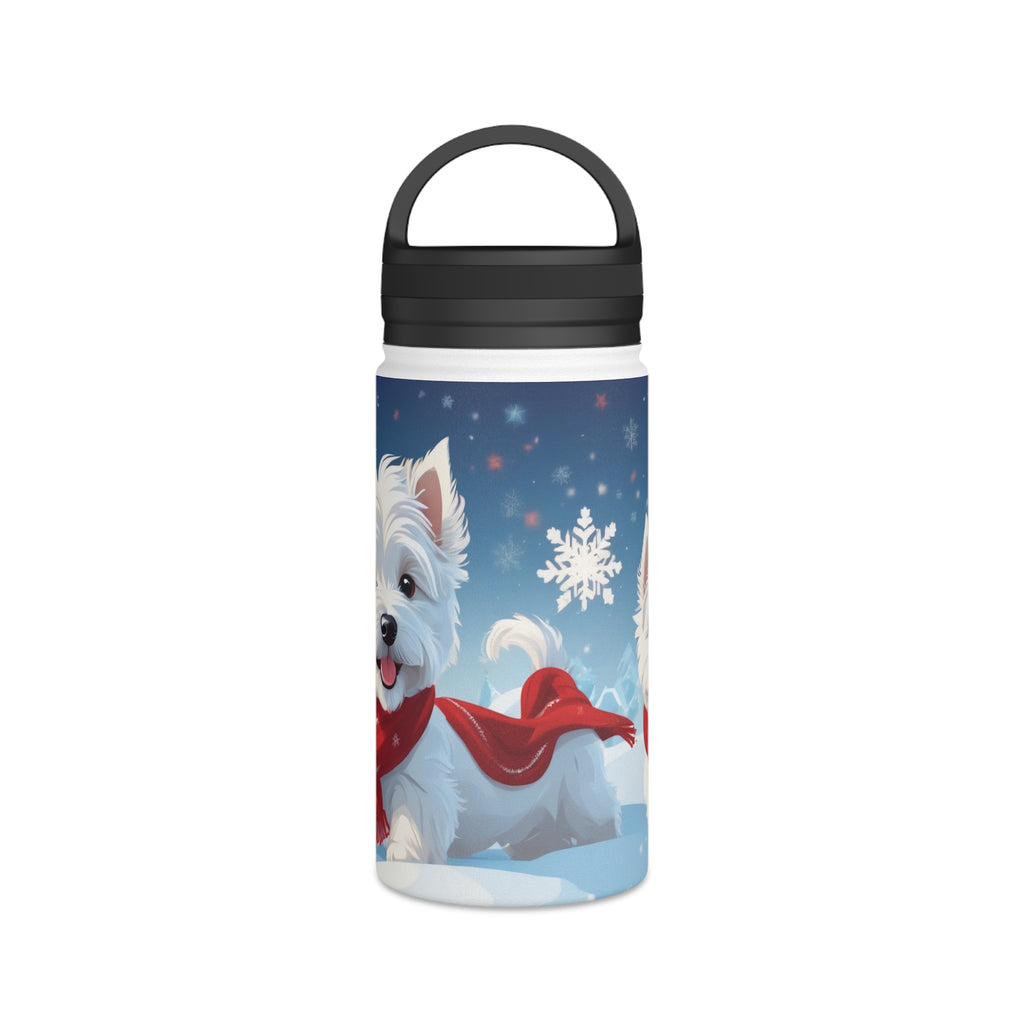 Festive Westie Christmas Stainless Steel Water Bottle | Cute West Highland Terrier Holiday Travel Mug
