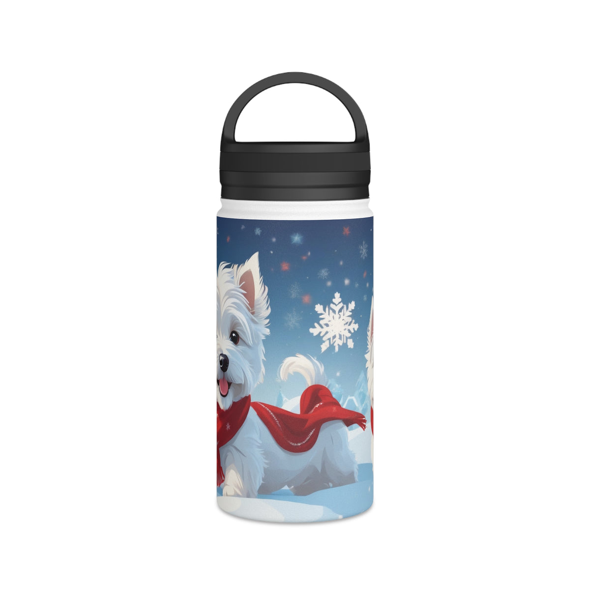 Festive Westie Christmas Stainless Steel Water Bottle | Cute West Highland Terrier Holiday Travel Mug