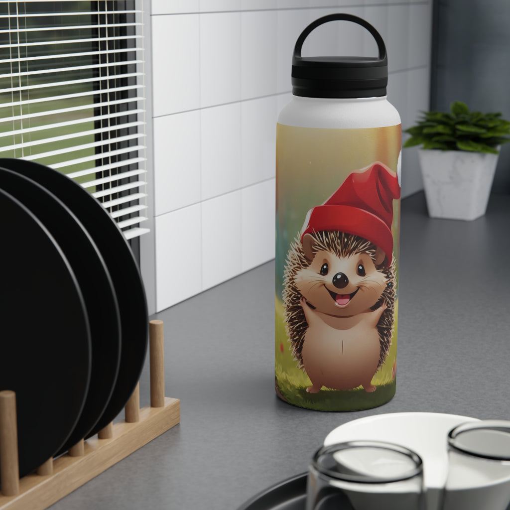 Holiday Hedgehog Christmas Stainless Steel Water Bottle | Cute Woodland Animal Holiday Travel Mug