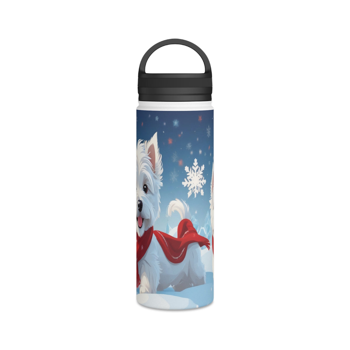 Festive Westie Christmas Stainless Steel Water Bottle | Cute West Highland Terrier Holiday Travel Mug