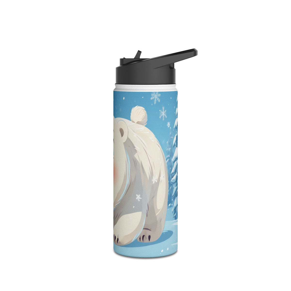 Winter Polar Bear Christmas Stainless Steel Water Bottle | Cute Arctic Animal Holiday Travel Mug