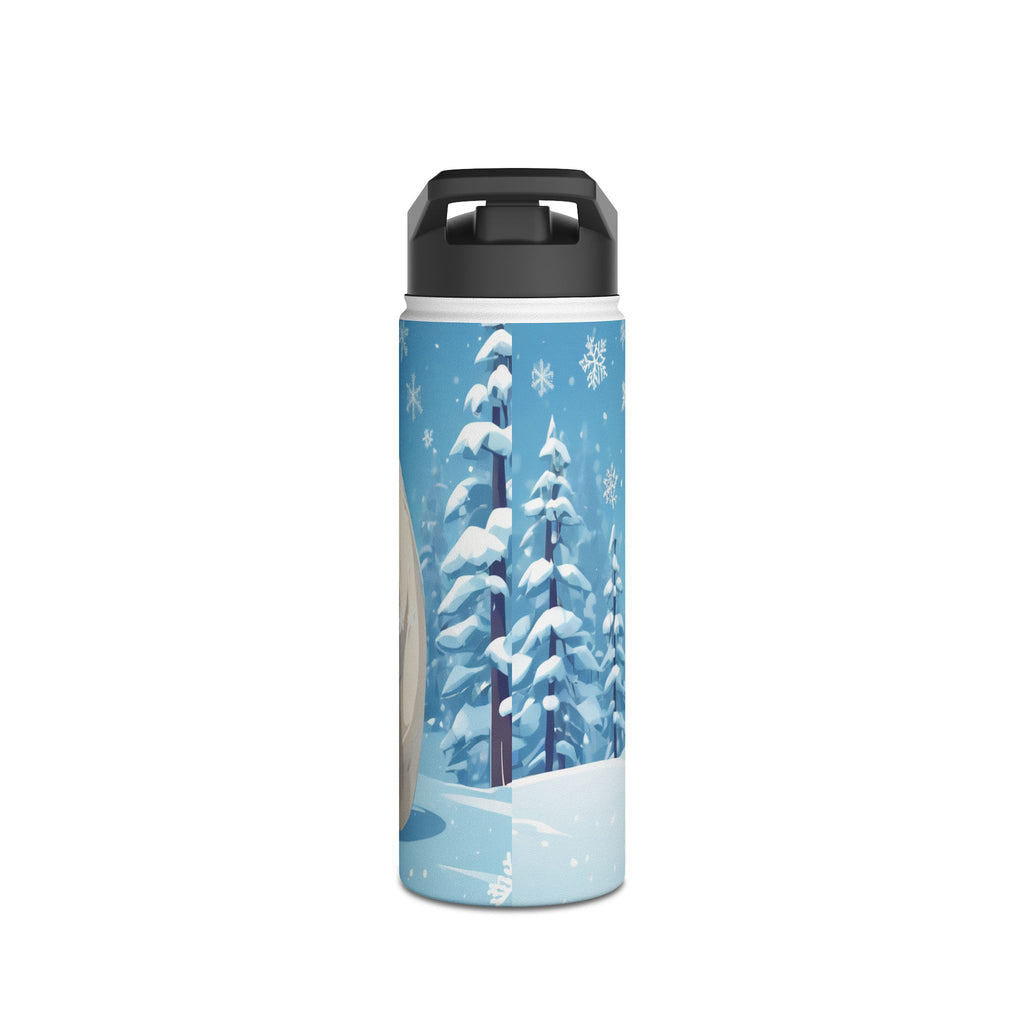 Winter Polar Bear Christmas Stainless Steel Water Bottle | Cute Arctic Animal Holiday Travel Mug