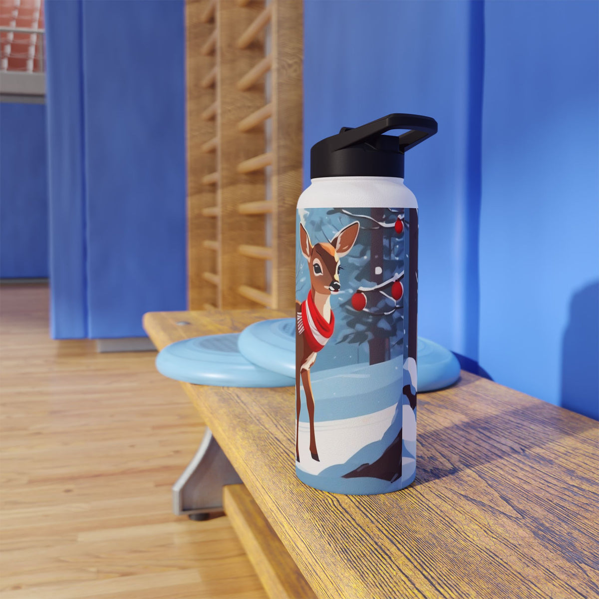 Winter Fawn Christmas Stainless Steel Water Bottle | Cute Baby Deer Holiday Travel Mug