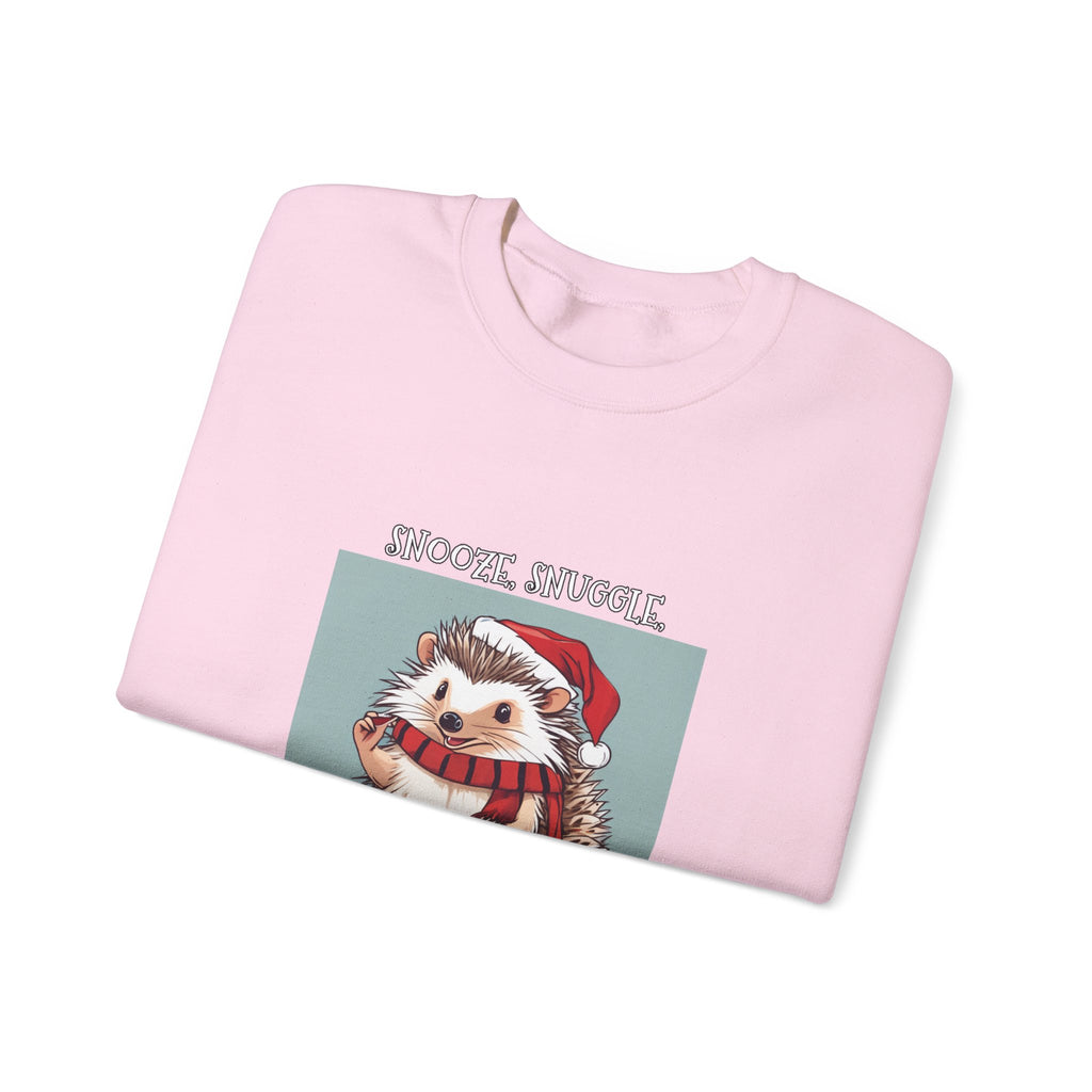 Cute Hedgehog Christmas Sweatshirt | Snooze Snuggle & Be Merry Holiday Jumper