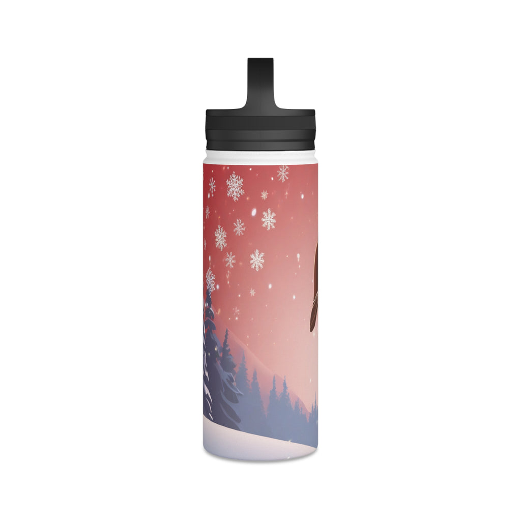 Festive Dachshund Christmas Stainless Steel Water Bottle | Cute Sausage Dog Holiday Travel Mug