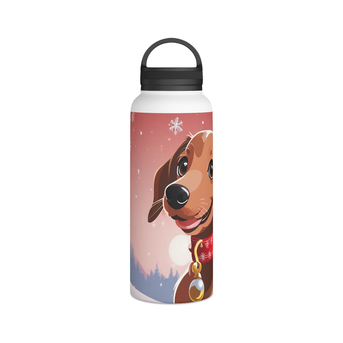Festive Dachshund Christmas Stainless Steel Water Bottle | Cute Sausage Dog Holiday Travel Mug
