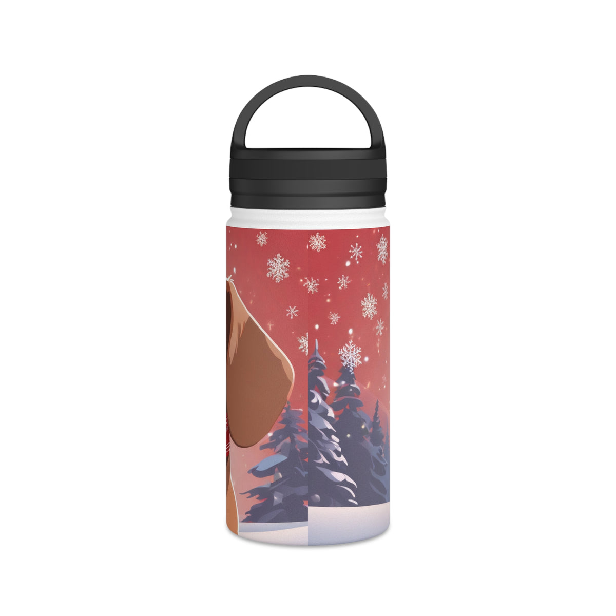 Festive Dachshund Christmas Stainless Steel Water Bottle | Cute Sausage Dog Holiday Travel Mug