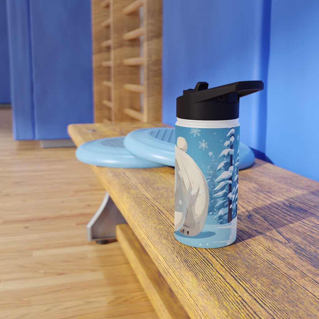 Winter Polar Bear Christmas Stainless Steel Water Bottle | Cute Arctic Animal Holiday Travel Mug